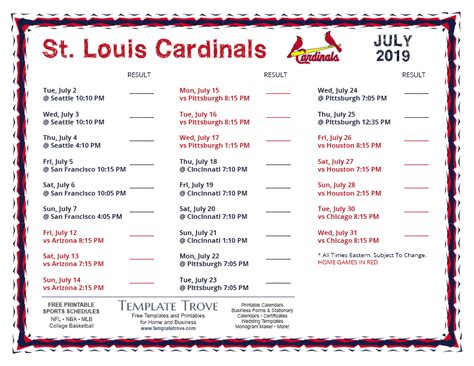 St. Louis Cardinals 2019 Schedule & Results .